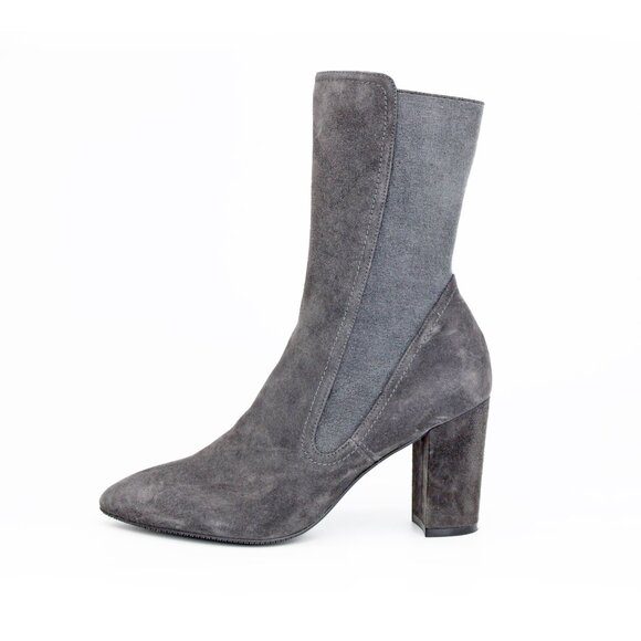 Stuart Weitzman ‘The Fifer 80’ Cool Gray Suede Gore Stretch Booties: 9.5 B - Picture 1 of 7